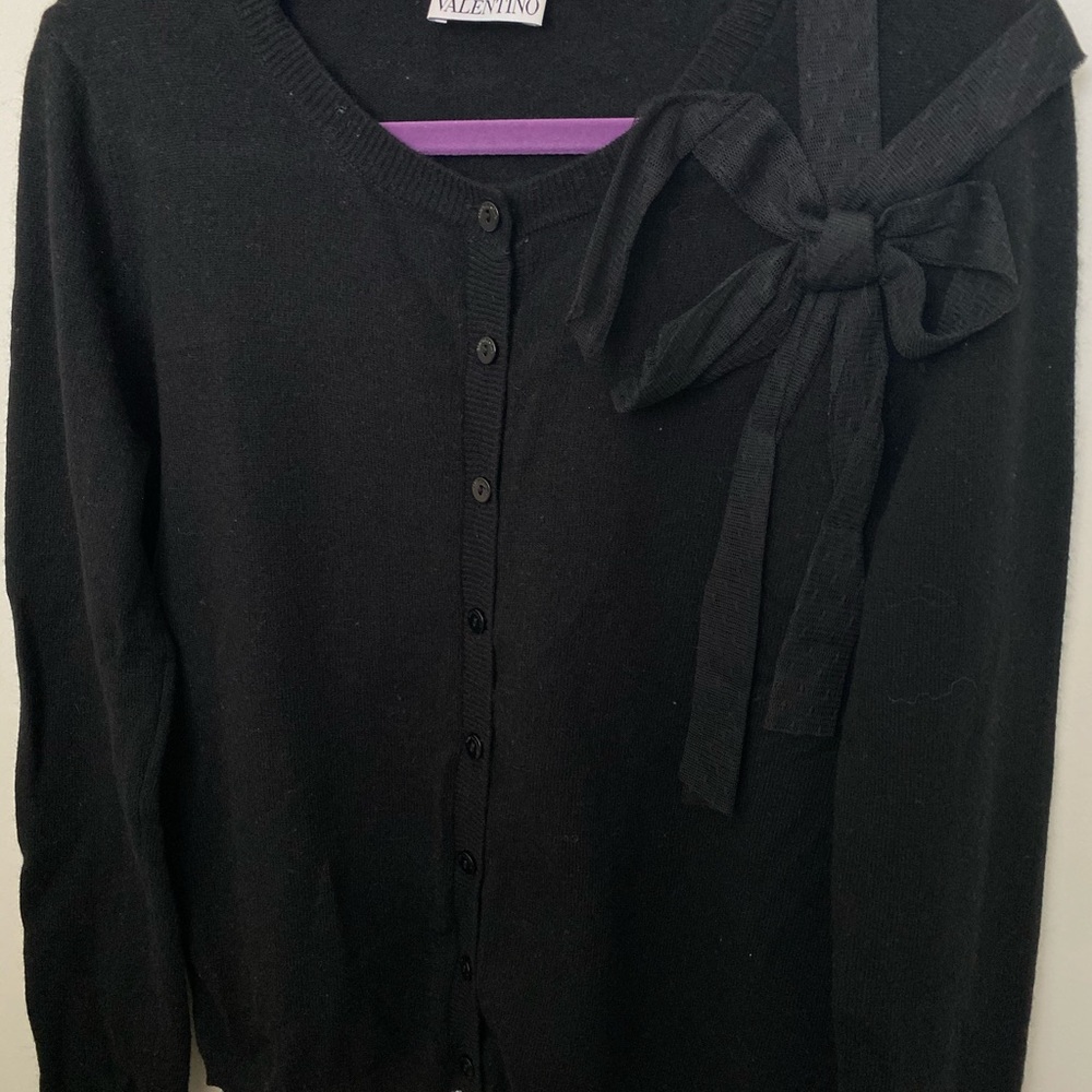 RED Valentino black wool blend cardigan